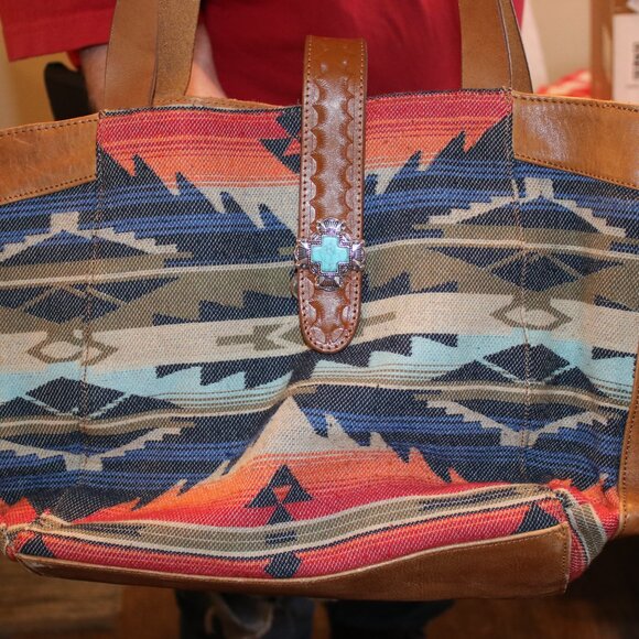 Southwestern Patterned Tote Bag with Tan Accents - Picture 9 of 9